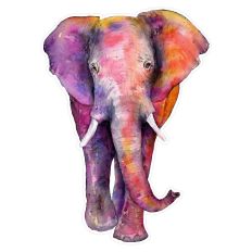 Colorful Watercolor African Elephant Print and Cut File for Stickers, Cards and Crafts