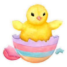 Baby Chick in Striped Easter Egg Printable for Cards, Planners and Crafts