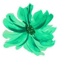 Emerald Green Watercolor Flower Print & Cut for Cards, Stickers, Scrapbooks and Crafts