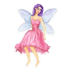 Fairy in Pink Dress Watercolor Print & Cut for Crafts