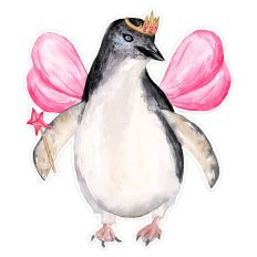 Fairy Penguin Watercolor Print & Cut for Scrapbooking, Cards and Journals