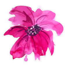 Fuscia Pink Watercolor Flower Print & Cut for Cards, Stickers & Scrapbooking