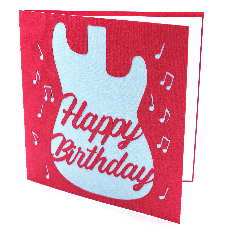 musical birthday card svg with guitar and happy birthday text