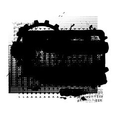 Halftone Cogs Grunge Clipping Mask Frame or Border