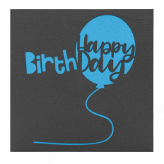 SVG birthday card design with playful balloon and Happy Birthday message in layered paper cut style