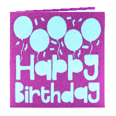 SVG card design with birthday balloons and confetti celebration style