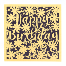 intricate floral birthday card svg with filigree flower border