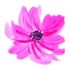 Hot Pink Yellow Watercolor Flower Print & Cut for Crafting