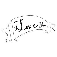 Doodled Printable I Love You Banner Sentiment Print and Cut