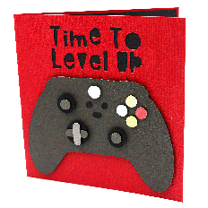 SVG birthday card with video game controller and Level Up text