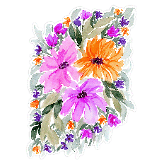 Magenta Orange Floral Print & Cut