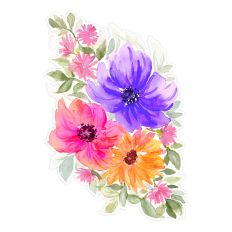 Mauve, Pink & Yellow Watercolor Summer Floral Print & Cut Design