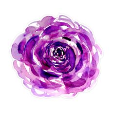 Mauve Purple Watercolor Rose Flower Print and Cut