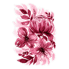 Watercolor red floral Print and Cut design with white offset