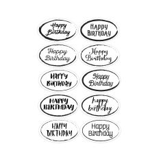 Doodled Oval Printable Happy Birthday Sentiment Print and Cut