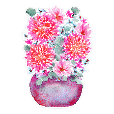 watercolor pink dahlia floral arrangement print and cut design