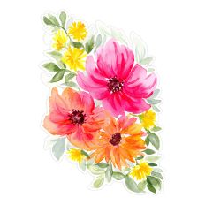 Pink, Orange & Yellow Summer Floral Watercolor Print & Cut Design