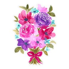Pink and Purple Watercolor Rose Mother's Day Bouquet Print and Cut Design