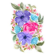 Vibrant Pink Rose and Purple Floral Mother's Day Arrangement Print and Cut Design