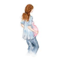 Pregnant Woman Watercolor Sketch Print and Cut by Clikchic Designs