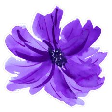 Purple Watercolor Flower Print & Cut for Cards, Stickers, Scrapbooks and Crafts