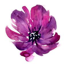 Purple Watercolor Flower Print and Cut