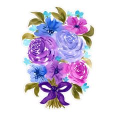 Purple and Pink Watercolor Rose Mother's Day Bouquet Print and Cut Design