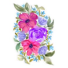 Purple Rose and Pink Floral Mother's Day Print and Cut Design for Cards and Crafts
