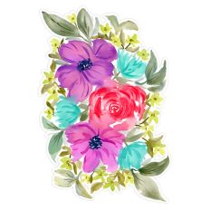 Red Rose and Lilac Floral Mother's Day Arrangement Print and Cut Design
