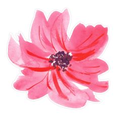 Rich Coral Pink Watercolor Flower Print & Cut for Crafting