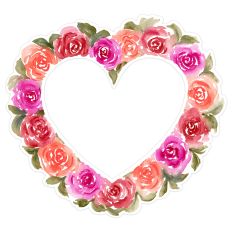 Valentine's Watercolor Heart Floral Wreath Print and Cut