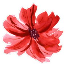 Scarlet Red Watercolor Flower Print & Cut for Cards, Stickers, Scrapbooks and Crafts
