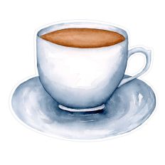 hand painted watercolor tea cup with saucer and tea fill for print and cut crafting