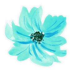 Watercolor Teal  / Turquoise Flower Print and Cut Crafting Clipart