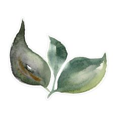 Three Blue Green Watercolor Leaf Spray Print and Cut