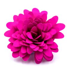 rolled flower by clikchic designs made with triple layers of pointed oval petals in bright fuchsia cardstock, ideal for diy floral crafts