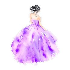 Woman in Purple Formal Dress / Ballgown Watercolor for Print & Cut