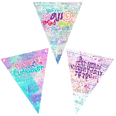 Alice in Wonderland bunting flags with quotes and pastel backgrounds
