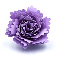 rolled paper flower with asymmetrical scalloped petals in lavender