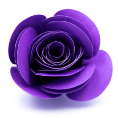 purple rolled paper flower with smooth oval petals