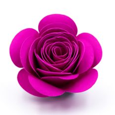 deep pink rolled paper flower with classic rounded petals