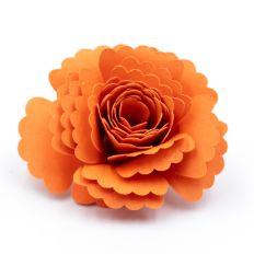 orange rolled paper flower with rounded scalloped petals
