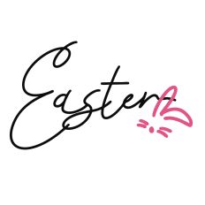 Cursive Easter with Pink Bunny