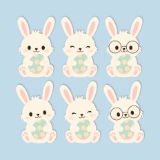 Easter Bunnys with Decorated Egg