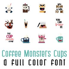 Coffee Monsters Cups Full Color Font