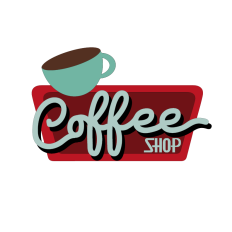 Retro Coffee Shop Word Art