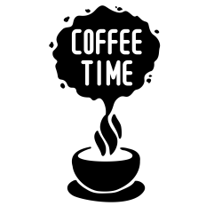 Coffee Time – Cozy Coffee Cup with Steam Typography