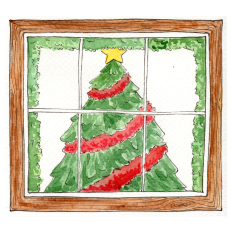 Watercolor Winter Window
