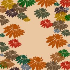 Floral Non-Repeating Pattern Background Neutral Coneflower 