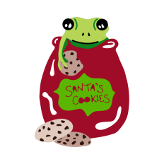 Frog with Santa's Cookies